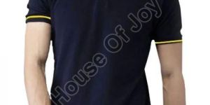 Cotton Black Mens Polo T-Shirt