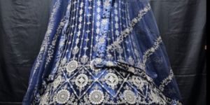 Blue Velvet Designer Lehenga Choli