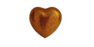 Yellow Black Dot Heart Shaped Brass Cremation Urn