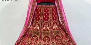 Rani Velvet Bridal Lehenga Choli