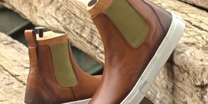 Mens Tan Brown High Ankle Casual Leather Boots