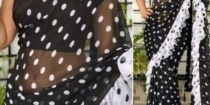 Black & White Printed Georgette Saree