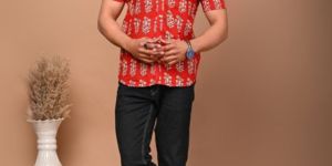 Mens Half Sleeve Hand Block Printed Shirt