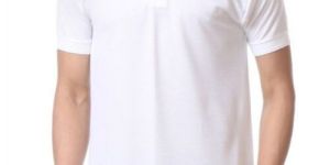 Mens Cotton White Collar T-Shirt
