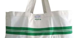 Green Striped Cotton Shopping Bag