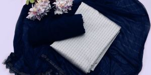 Blue Cotton Silk Dress Material