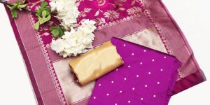 Purple Banarasi Jacquard Dress Material