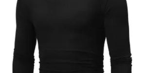 Mens Black High Neck T-Shirt