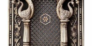 Outdoor Rectangular Carved Antique Marble Window Jali