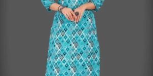 Women Sky Blue Printed Kurta and Pant Set