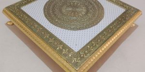 12x12 Inch Meenakari Wooden Pooja Chowki