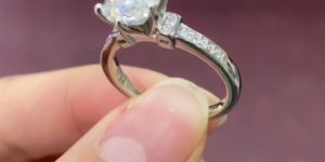 92.5 Silver Moissanite Adjustable Ring