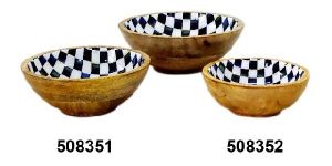 Wooden Fruit Bowl Small Set of 3