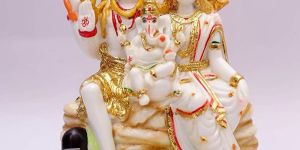 Gold Plated Shiv Parvati Marble Statue