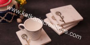 Marble Flower Brass Inlay Coaster