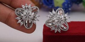 Silver Plated Brass Stud Earrings