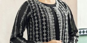 Georgette Embroidered Jacket Style Abaya Suit