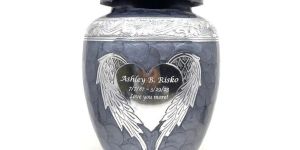 Grey Round Cremation Urn