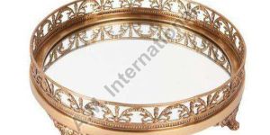 Round Brass Mirror Tray