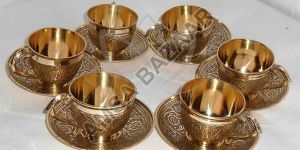 Brass Tea Cup Saucer Set