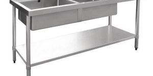 Stainless Steel Work Table with 2 SInk