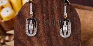 Emerald & Round Cut Diamond Yellow Gold Drop and Dangle Earrings