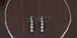 Party Wear Diamond White Gold Necklace Set