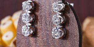 Round Cut Diamond White Gold Drop and Dangle Earrings