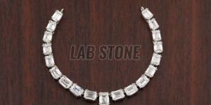 Round Cut Diamond White Gold Necklace Set