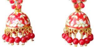 Meenakari Studded Stone Jhumka Earrings
