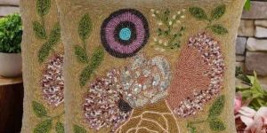 Rose Gold Floral Hand Embroidered Beaded Cushion Covers