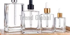 Clear Frosted Rectangular Glass Bottle