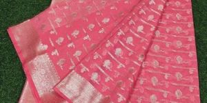 Banarasi Pink Semi Georgette Saree