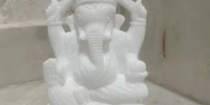 White Plain Marble Ganesh Statue