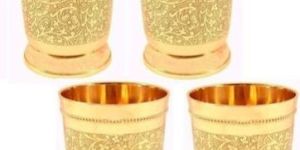 4 Piece Brass Glass Set