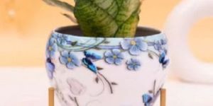 Printed Metal Planter with Stand