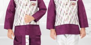 0-2 Years Boys Wine Color Dhoti Kurta Combo Set