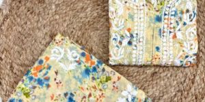 Silakari Women Yellow Green Floral Printed Lucknowi Kurti