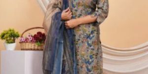 Printed Muslin Kurti Pant with Dupatta