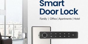 SmartiQo Fingerprint Passcode Handle Door Lock (Silver)