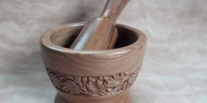 WOODEN MORTAR PESTLE