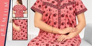 Pink Printed Cotton Nighty