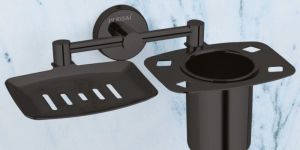 Prisma Black Soap Dish & Tumbler Holder