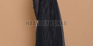 Ladies Black Chanderi Silk Kurta