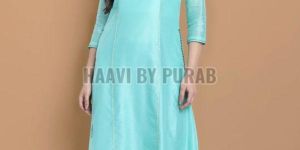 Ladies Embroidered High-Low Kurta With Palazzo