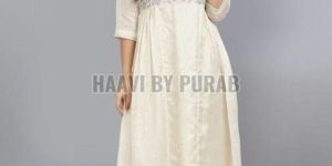 Striped Chanderi Silk One Piece Dress