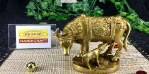 Brass Cow with Calf Statue