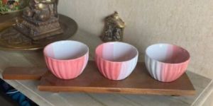 Wooden Bowls Tray Set