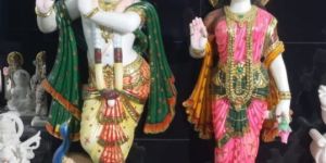Multicolor Marble Radha Krishna Statue