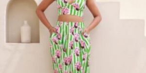 Abstrack Peacock Print Skirt & Bustier Set